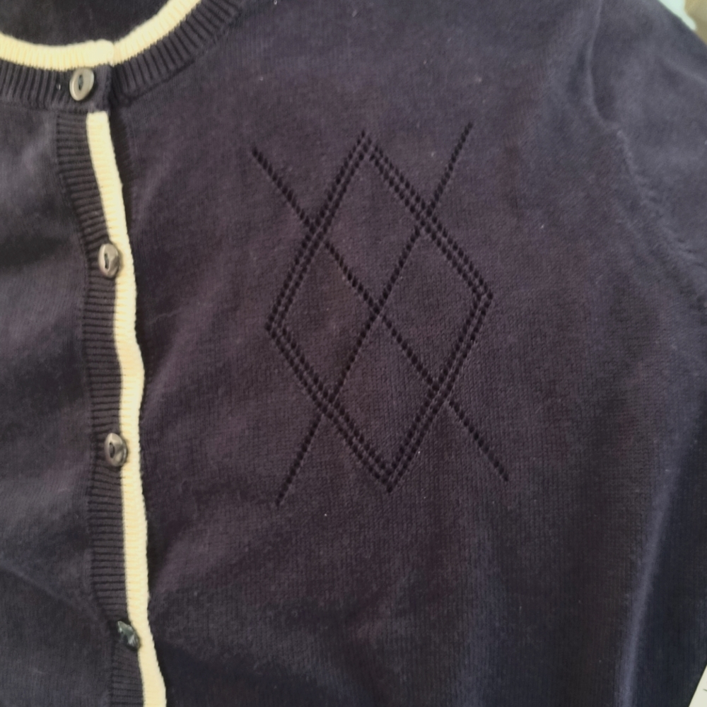 JH Collectibles Argyle NWT short 19 p2 p sleeve Cardigan Sweater / sm petite - Picture 4 of 5